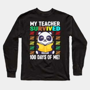 My Teacher Survived 100 Days Of Me Funny 100th Day Of School Long Sleeve T-Shirt